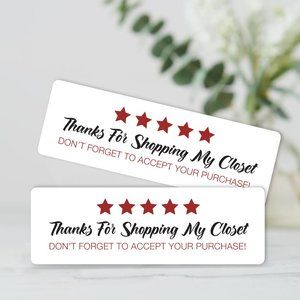 Thanks for Shopping My Closet Rating Sticker Labels – (48 ct)